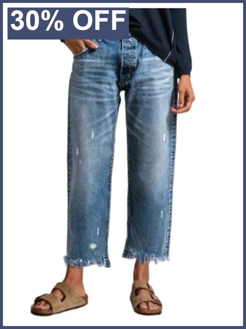 High Waisted Straight Leg Jeans Women Frayed Hem Stretchy Cropped Denim